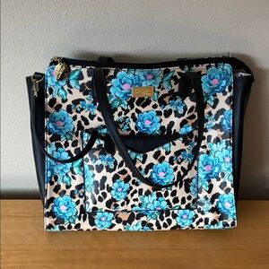 Betsey Johnson Floral Leopard Print Tote Bag